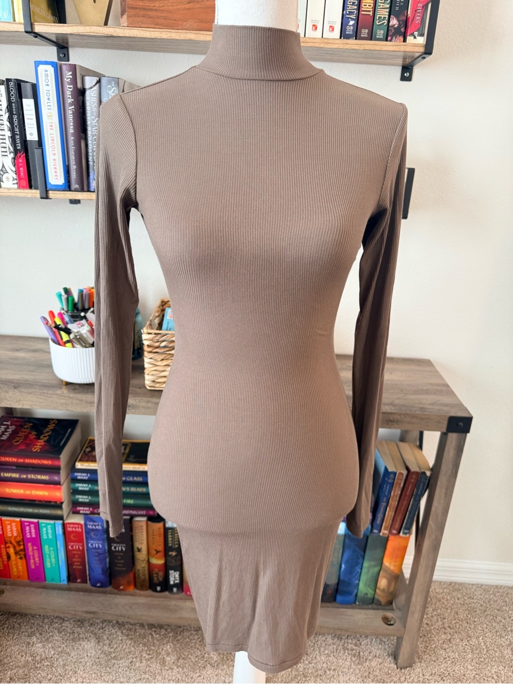 Skims Long Sleeve Mock Turtleneck Dress